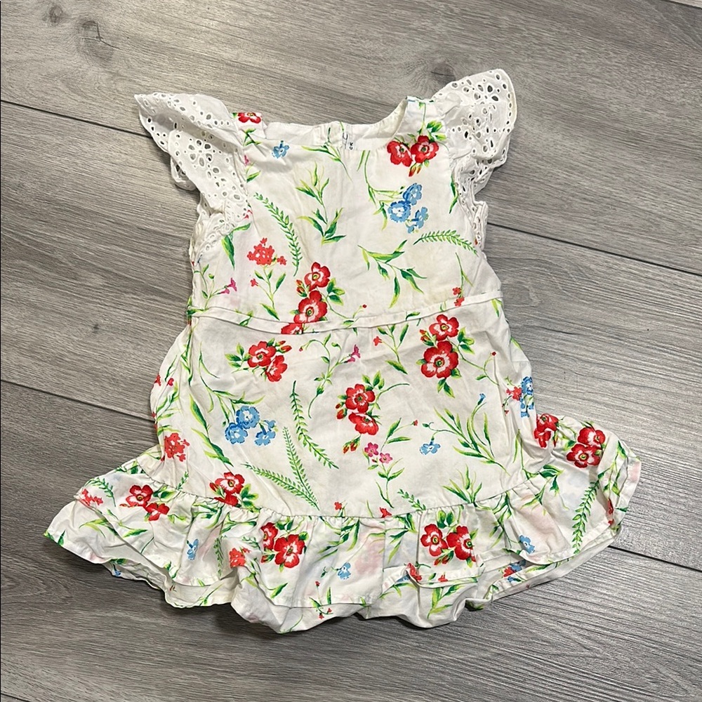Floral Ruffle Dress with Lace Sleeves